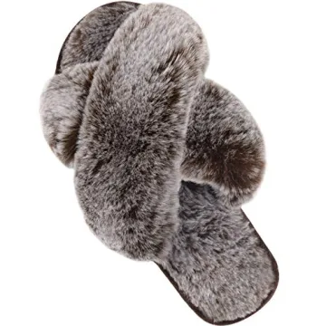 Cozyfurry Women's Cross Band Slippers - Stylish Comfort
