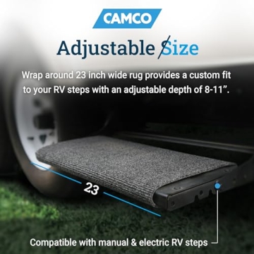Camco Weather-Resistant Wrap Around RV Step Rug - Gray