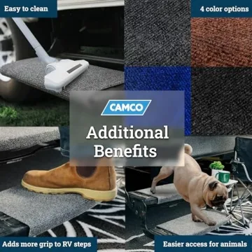 Camco Weather-Resistant Wrap Around RV Step Rug - Gray