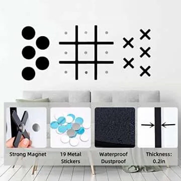 Magnetic Tic Tac Toe Wall-Mount Game, Game Room Decor,Kids&Adults Indoor Party Game,Modern Wall Deca...