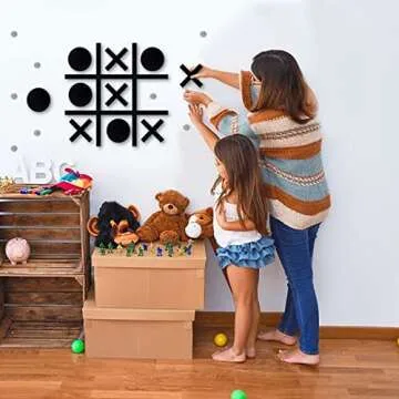 Magnetic Tic Tac Toe Wall-Mount Game, Game Room Decor,Kids&Adults Indoor Party Game,Modern Wall Decals for Kids Room,Playroom Decals,Classroom&Offices,Best Gift for Family, Friends (no Punching)