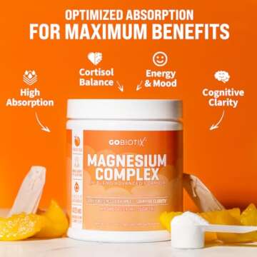 GoBiotix Magnesium Glycinate Powder - Magnesium Complex Supplement with Citrate, Malate, and Glutami...