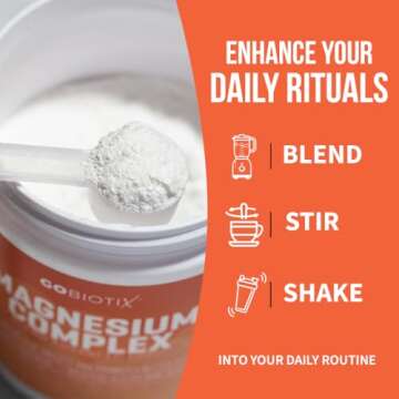 GoBiotix Magnesium Glycinate Powder - Magnesium Complex Supplement with Citrate, Malate, and Glutamine Chelate - Sugar Free, Non GMO - 420 mg per Serving - 60 Servings per Tub - Peach Tea