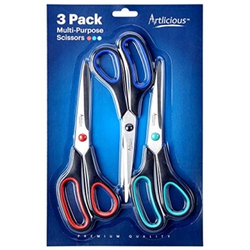 Artlicious Premium 3 Pack 8 Inch Multipurpose Scissors