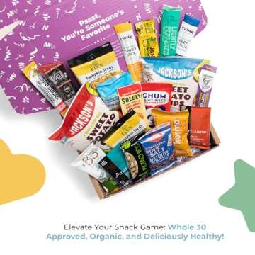 Whole 30 Approved Foods Snacks Gift Basket: Healthy Snack box for Dairy Free, Gluten-Free, Organic Treats and Keto Gift Options - Includes Whole 30 Approved Chips and Protein Snacks for Adults