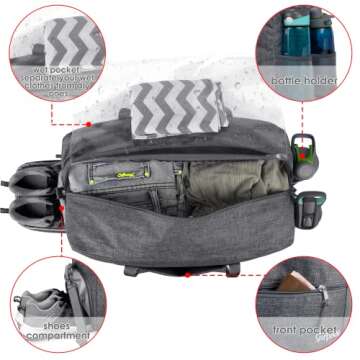 sportsnew Sports Gym Bag with Shoes Compartment and Wet Pocket, Travel Duffel Bag for Men and Women,...