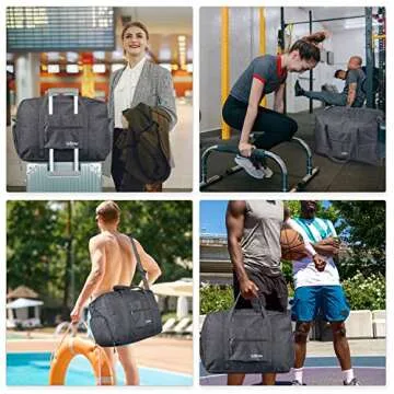 sportsnew Sports Gym Bag with Shoes Compartment and Wet Pocket, Travel Duffel Bag for Men and Women, 38L Weekender Overnight Bag Lightweight, Gray