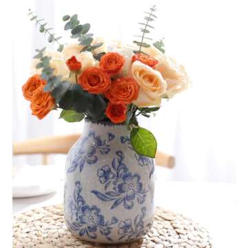 Vintage Blue and White Porcelain Flower Vase Home Decor