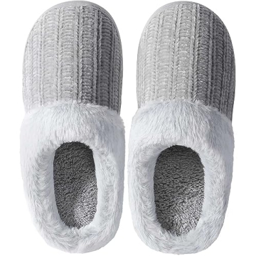 shoeslocker Slippers for Women Memory Foam Fuzzy House Slippers Bedroom Non-slip Warm Fluffy Plush W...