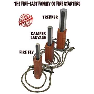 Fire Fast Fire Fly. European Fire Steel Ferro Rod and Magnesium. Compact Feather Weight Emergency Fire Starter for Camping, Backpacking, Hiking.