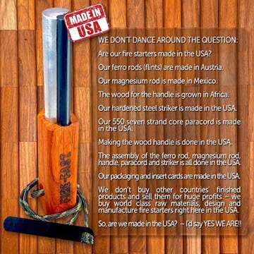 Fire Fast Fire Fly. European Fire Steel Ferro Rod and Magnesium. Compact Feather Weight Emergency Fire Starter for Camping, Backpacking, Hiking.