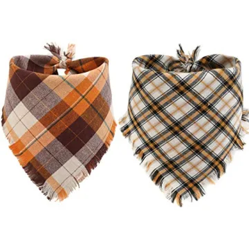 Adorable Fall Dog Bandanas Set of 2 for Halloween Fun