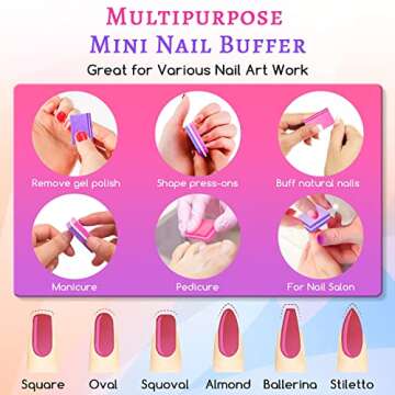 50Pcs Mini Nail Buffers - 100/180 Grit Nail Buffers Bulk for Natural Nails and Gel Polish, Nails Buffering, Portable Double-Sided Nail Buff Set for Buffing and Smoothing Nails (Pink)