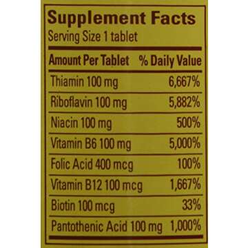 Nature Made B-100 Complex Time Release Tablets, 60 Count for Metabolic Health (Pack of 3)