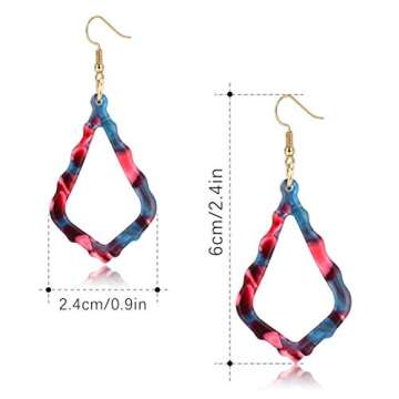 Hanpabum 6 Pairs Acrylic Drop Dangle Earrings for Women Bohemian Mottled Resin Statement Earrings Set (Teardrop)