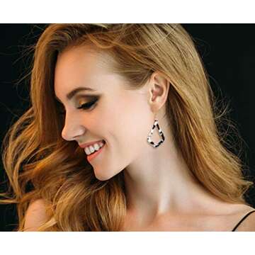 Hanpabum 6 Pairs Acrylic Drop Dangle Earrings for Women Bohemian Mottled Resin Statement Earrings Set (Teardrop)