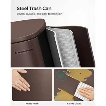 ONGMICS 13 Gallon Stylish Kitchen Trash Can