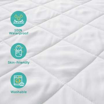 Zippered Crib Mattress Protector - Waterproof Crib Mattress Encasement, Breathable and Absorbent, 6 Sides Fully Encased Cover
