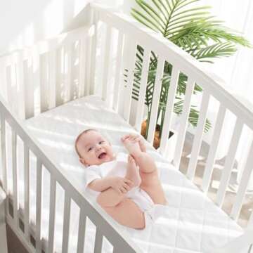 Zippered Crib Mattress Protector - Waterproof Crib Mattress Encasement, Breathable and Absorbent, 6 Sides Fully Encased Cover