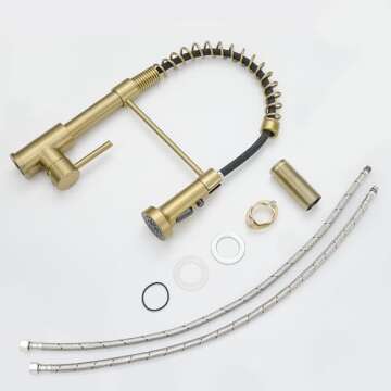 Stylish AIMADI Brushed Gold Kitchen Faucet with Sprayer