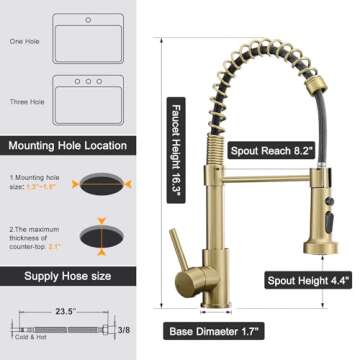 Stylish AIMADI Brushed Gold Kitchen Faucet with Sprayer