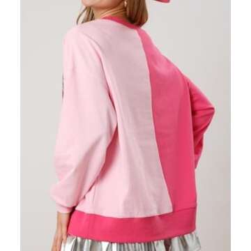 ROAONOCOMO Women Oversized Heart Print Sweatshirt