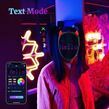 URAO NAFEELION LED Mask with Bluetooth, Rechargeable Halloween LED Light up Mask with Inter Gesture Sensing, Programmable App Controlled LED Halloween Mask for Costume Cosplay Party Masquerade