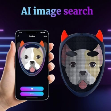 URAO NAFEELION LED Mask with Bluetooth, Rechargeable Halloween LED Light up Mask with Inter Gesture Sensing, Programmable App Controlled LED Halloween Mask for Costume Cosplay Party Masquerade