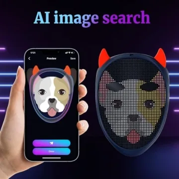 URAO NAFEELION LED Mask with Bluetooth, Rechargeable Halloween LED Light up Mask with Inter Gesture Sensing, Programmable App Controlled LED Halloween Mask for Costume Cosplay Party Masquerade