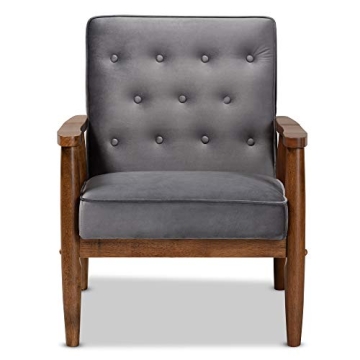 Baxton Studio Mid-Century Modern Lounge Chair in Grey/Brown