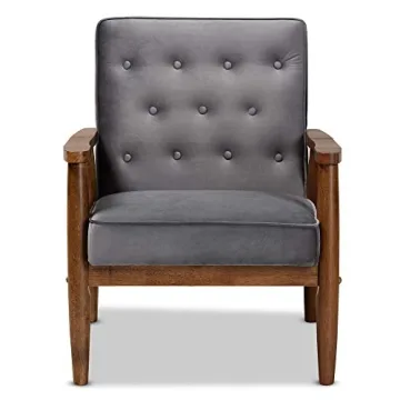Baxton Studio Mid-Century Modern Lounge Chair in Grey/Brown