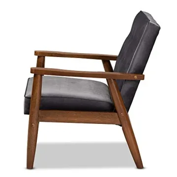 Baxton Studio Mid-Century Modern Lounge Chair in Grey/Brown