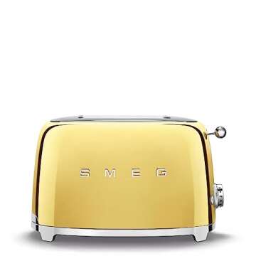 SMEG 2 Slice Retro Toaster in Elegant Gold - Perfect Blend of Style and Functionality