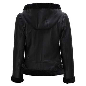 Blingsoul Black Leather Jacket Women | [1309282] Grace Black Hooded, S