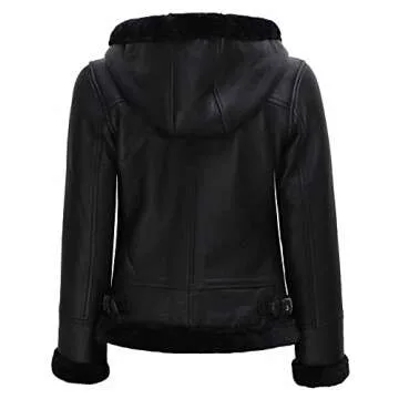 Blingsoul Black Leather Jacket Women | [1309282] Grace Black Hooded, S