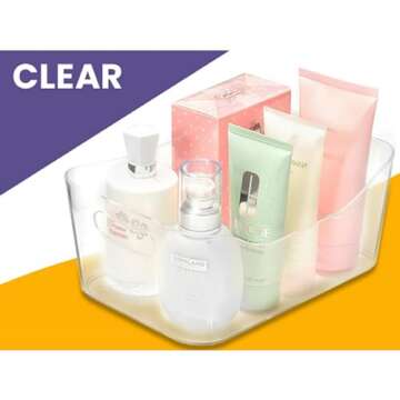 YBM HOME Storage Bins - Open Plastic Organizers and Storage Basket for Kitchen Pantry Organization, Under Sink Bathroom Storage, Toy Baskets, Food Storage Box Containers (Small - White)