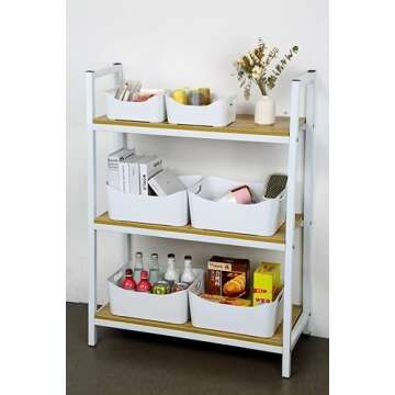 YBM HOME Storage Bins - Open Plastic Organizers and Storage Basket for Kitchen Pantry Organization, Under Sink Bathroom Storage, Toy Baskets, Food Storage Box Containers (Small - White)