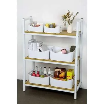 YBM HOME Storage Bins - Open Plastic Organizers and Storage Basket for Kitchen Pantry Organization, Under Sink Bathroom Storage, Toy Baskets, Food Storage Box Containers (Small - White)