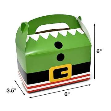 Gift Boutique 24 Pack Christmas Treat Boxes Xmas Cardboard Party Favor Gable Paper Box Santa Elf Snowman Reindeer for Wrapping Classroom Supply Fill with Candy Treats Cookies Cupcake Goodies Prize