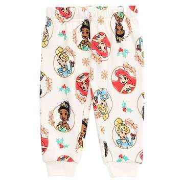 Disney Princess Tiana Cinderella Ariel Infant Baby Girls Fleece Sweatshirt and Pants Set White 12 Months