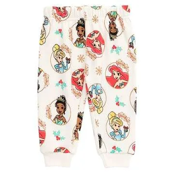 Disney Princess Tiana Cinderella Ariel Infant Baby Girls Fleece Sweatshirt and Pants Set White 12 Months