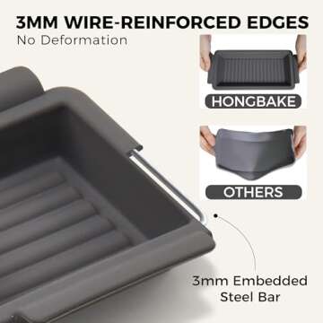 Hongbake Baking Sheet Pan Dividers with A Half Sheet Pan, Reusable Silicone Dividers for Meal Prep, Nonstick Bakeware Sets for Oven & Air Fryer, Dishwasher Safe, Reinforced Rims, 4 Cheat, 1 Pan