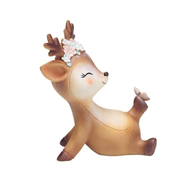 KEYUM Deer Cake Topper Decor 3.9", Cute Resin Fawn Doe Figurines Toys Woodland Animal Deer Ornament ...