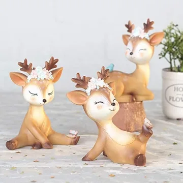 KEYUM Deer Cake Topper Classic Fawn Figurine for Celebrations