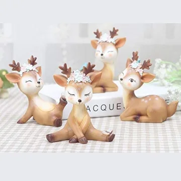 KEYUM Deer Cake Topper Classic Fawn Figurine for Celebrations