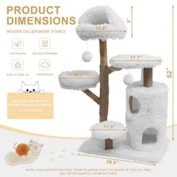 GLUTIA Tall Wooden Cat Tree for Indoor Large Cats, Modern Cat Tree Tower with Jumping Platforms, Cat Condo, Cat Scratching Posts for Multiple Cats