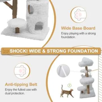 GLUTIA Tall Wooden Cat Tree for Indoor Large Cats, Modern Cat Tree Tower with Jumping Platforms, Cat Condo, Cat Scratching Posts for Multiple Cats