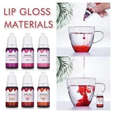BONNIE CHOICE 12 Colors Liquid Lip Gloss Pigment Set, DIY Lipstick Liquid Pigment Set for Making Lip Gloss, DIY Lip Gloss Pigment Cosmetic Dye, Edible Coloring Pure Plant Pigment for Lip Gloss Base