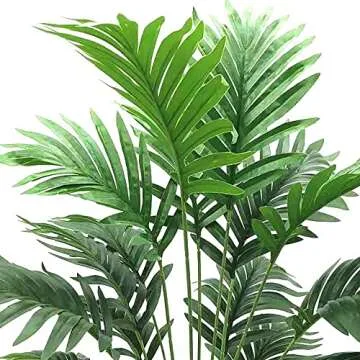 Ollain Artificial Palm Faux Plant Fake Tree Tropical Leaf Bush Plastic Greenery Large Areca Palm Plants Bush Imitation Ferns (Green, 2 PCS)