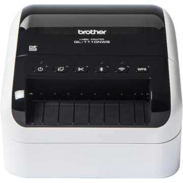 Brother QL-1110NWB Wide Format, Postage and Barcode Professional Thermal Monochrome Label Printer with Wireless Connectivity
